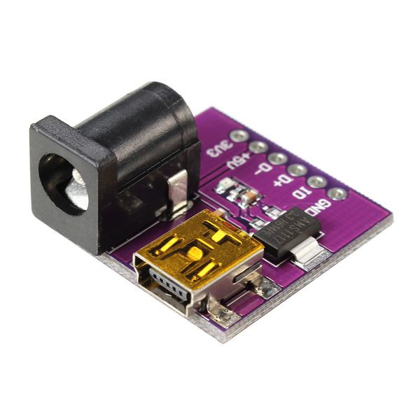 USB-mini en Voeding power plug 5.5x2.1mm breakout module